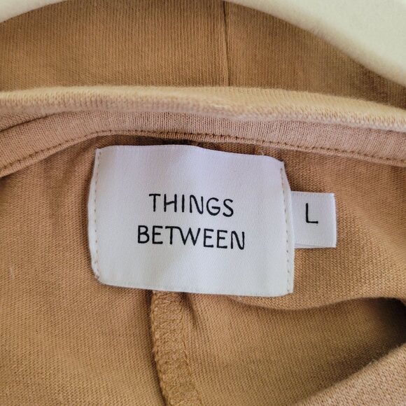 Things Between Women's Boxy Tan Cotton T-Shirt Size L - Picture 3 of 7